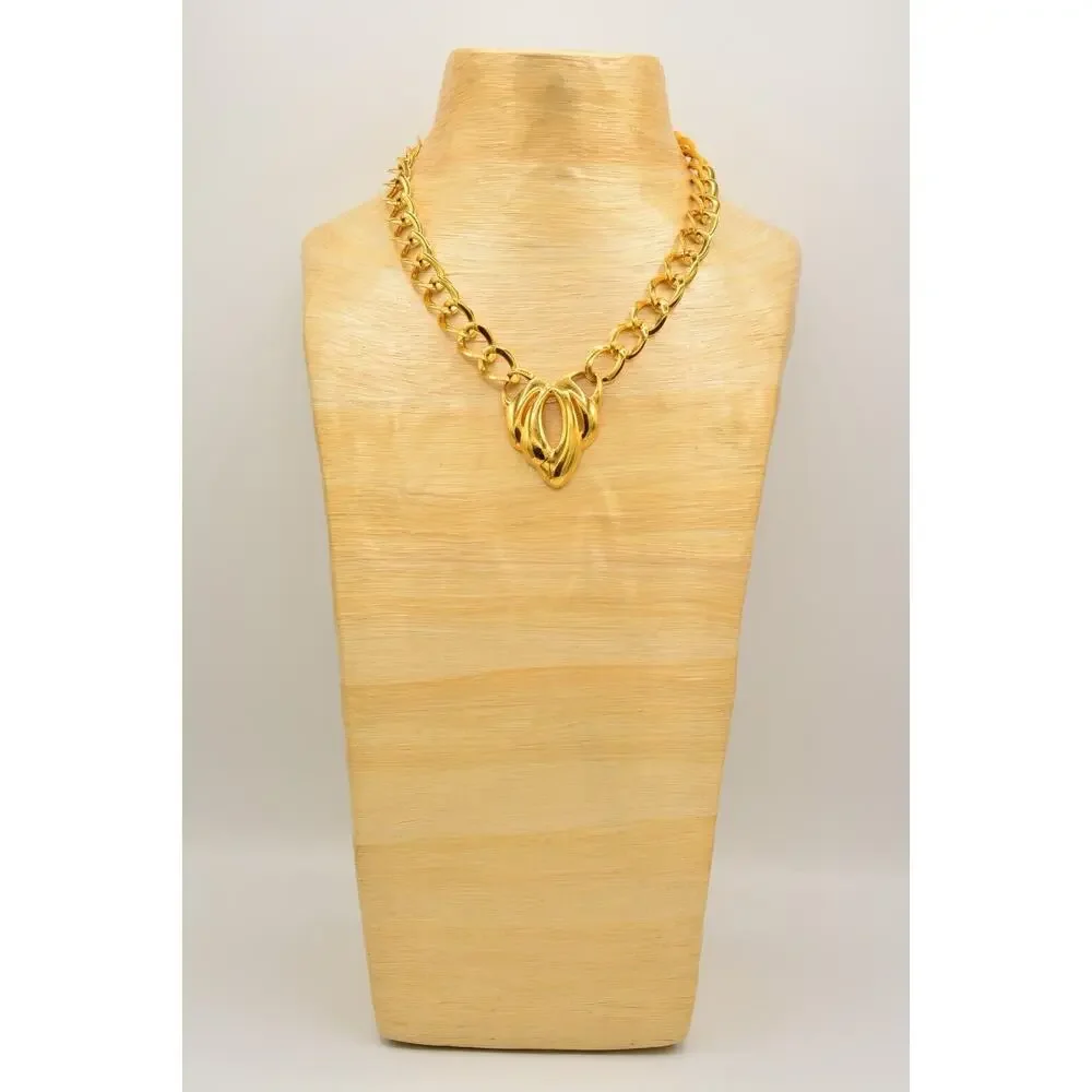 Napier Vintage Collar Necklace Bow Linked Chain Chunky Signed 1980s Bin6B